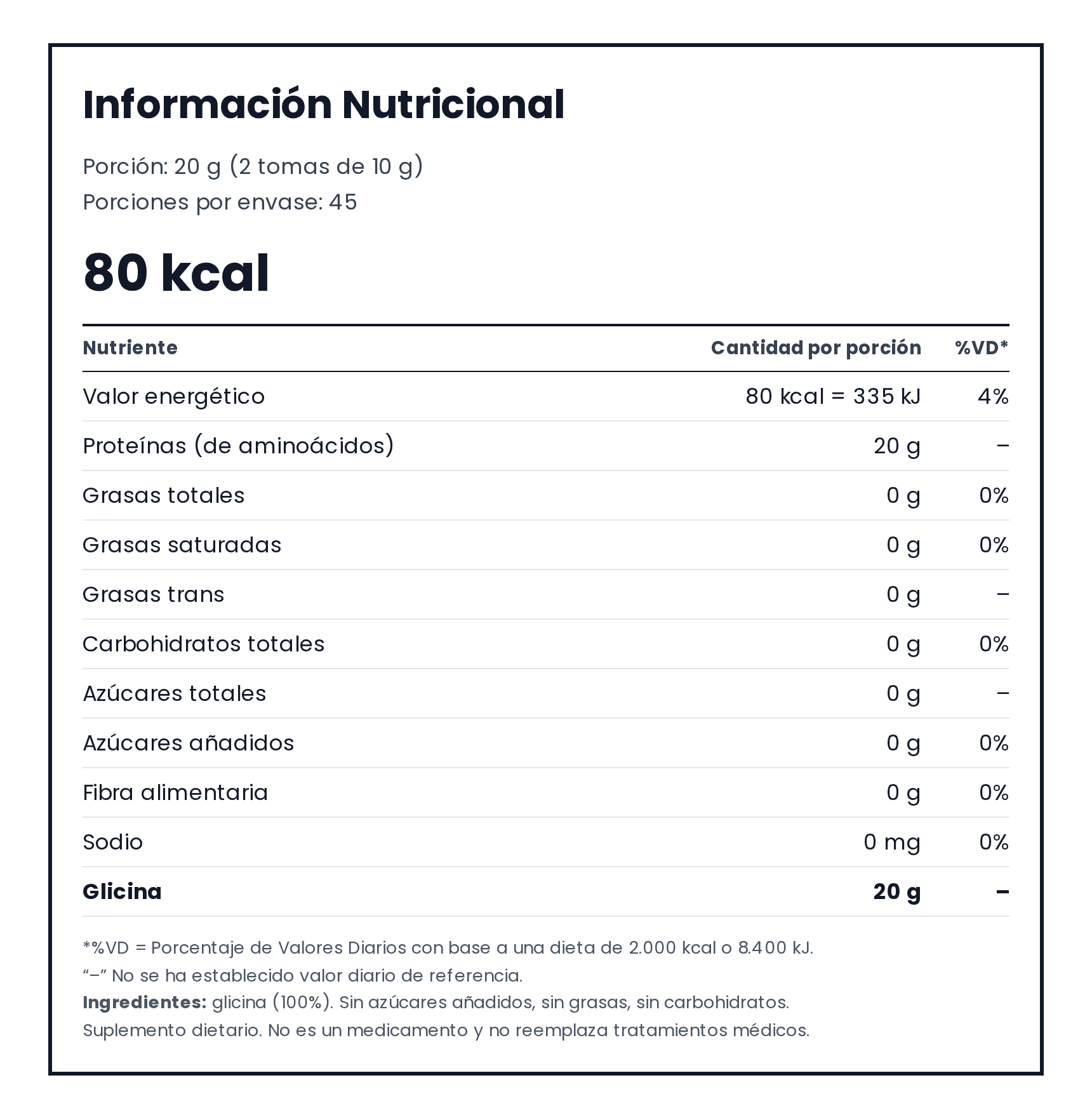 INSUCONTROL — suplemento dietario en polvo, 100% glicina, 900 g